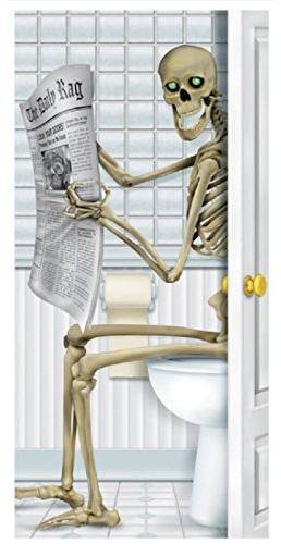 Skeleton Restroom Door Cover Party Accessory (1 Count) (1/Pkg)