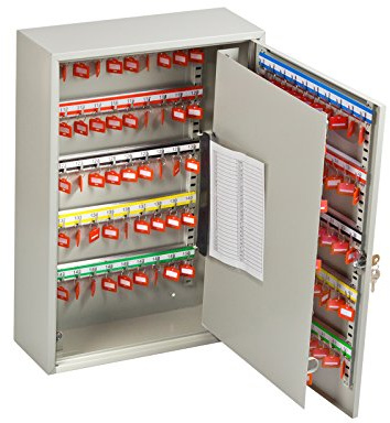 Coffre-fort à clés OfficeForce® pour jusqu'à 150 clés, robuste et verrouillable, en tôle d'acier, extérieur magnétique, barres réglables en hauteur, fixation murale (55 x 38 x 14 cm) (20087)