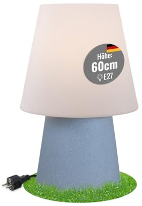 8 seasons design - Designer Leuchte No. 1 stone (E27, 60 cm, IP44, Innen- & Außenstandleuchte, Steinoptik, UV-, wetter- & frostbeständig, Gartenleuchte, Wohnraumleuchte) steinfarbig