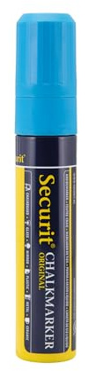 SECURIT - Kreidemarker - Breite Spitze 7-15 mm - Blau | Für nicht-poröse Oberflächen - Kreidetafeln, Glas, Spiegel - Einfach abwischbar