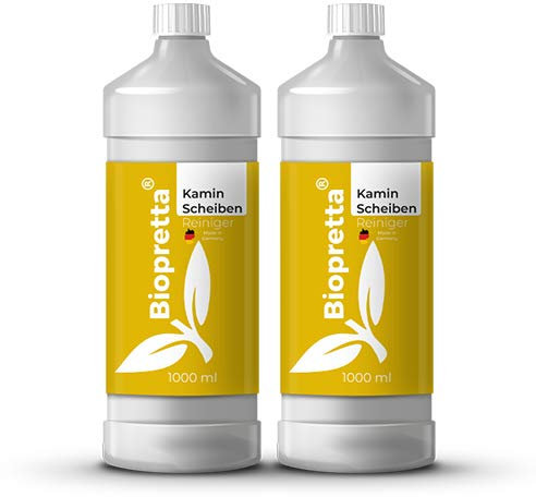 biopretta Kaminscheibenreiniger Kamin Glasreiniger 2 x 1000ml Vorteilspack Ofenscheibenreiniger Rußlöser