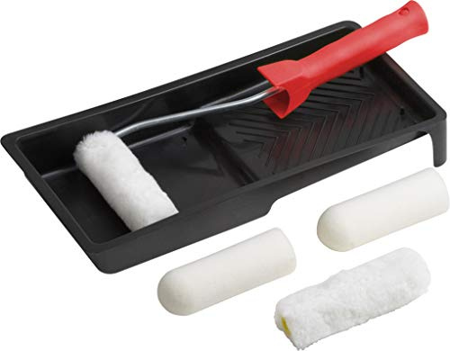 Meister Maler- & Lackier-Set 6-teilig - Zwei Farbrollen aus Schaumstoff & zwei Farbrollen aus Polyester - 10 e 12 mm Florhöhe - Mit Farbwanne & Steckbügel/Renovierungs-Set/Maler-Set / 4378130