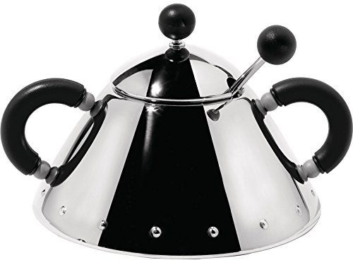 Alessi – Zuccheriera con cucchiaio – Colore: Nero – Acciaio inox – Michael Graves