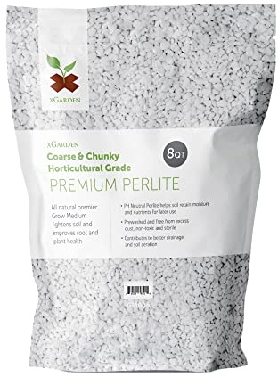 xGarden Horticultural Grade Perlite for Plants Indoor & Outdoor, Coarse & Chunky for House Plants, Gardening & Potting Mix, Organic Soil Amendment, 8 Quarts Bulk