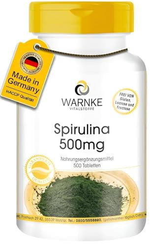 Spirulina Tabletten - 500mg reines Spirulina Algenpulver pro Tablette - 500 Tabletten - hochdosiert - Spirulina Platensis - vegan | Warnke Vitalstoffe - Deutsche Apothekenqualität