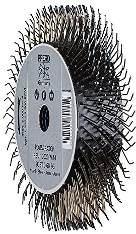 PFERD Cepillo redondo POLITRAXE, RBU sin trenzar, 1 pieza | Alambre de acero M14 Ø 100x20 mm ø 0.60 | 43502102 — para amoladoras angulares