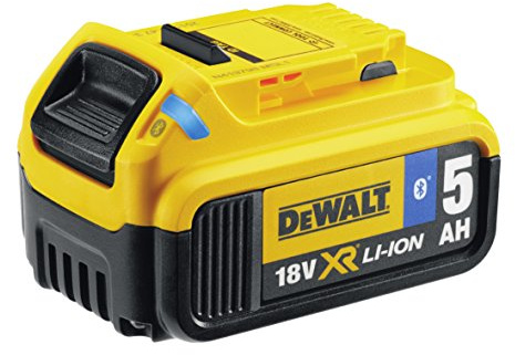 Dewalt DCB184B-XJ Bluetooth Slide Li-Ion Battery Pack 18 Volt 5.0Ah, 18 V, Black/Yellow