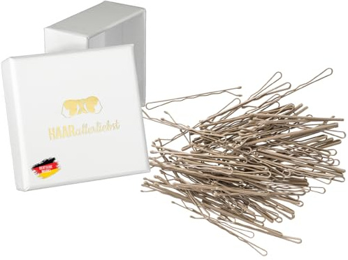 HAARallerliebst 100 Haarnadeln - 5 cm Bobby Pins - beige für blonde Haare – Haarklemmen Damen & Hair Pins in weisser Box - Perfekte Haarnadel für Styling & Halt