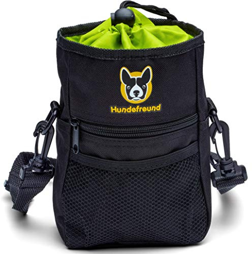 Hundefreund Großer Futterbeutel für Hunde, Leckerlibeutel fürs Hundetraining mit viel Stauraum, 4 Tragevarianten und 4 Fächern, Leckerlitasche wasserabweisend, 19 x 14 x 7 cm