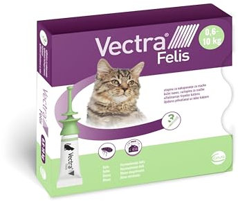 VECTRA Felis Antiparassitario per Gatti, 3 Pipette antipulci in soluzione Spot-on per gattini e gatti adulti, Trattamento e prevenzione pulci gatto