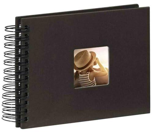 Hama Fotoalbum 24x17 cm (Spiral-Album mit 50 schwarzen Seiten, Fotobuch mit Pergamin-Trennblättern, Album zum Einkleben und Selbstgestalten) schwarz