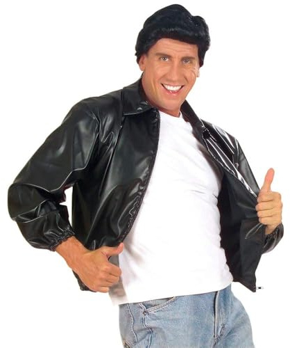 W WIDMANN MILANO Party Fashion - Veste T-Bird, veste de motard, rocker, veste en similicuir noir, mode années 50, rock'n'roll