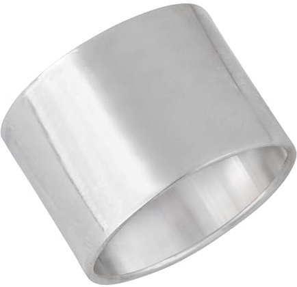 Silverly Dam herr .925 sterlingsilver polerad enkel slät tjock stor bandring, V 1/2, Silver