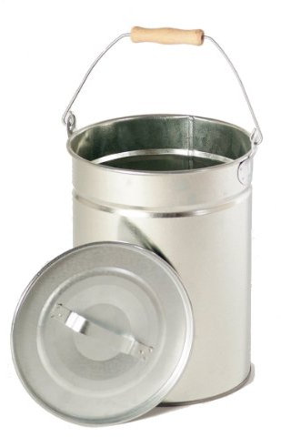 FIREFIX 2088 - Secchio multiuso con coperchio e manico in legno, in lamiera d'acciaio zincato, 250 x 300 mm, capacità: circa 14 l