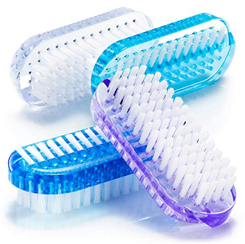 COM-FOUR® 4x spazzola per il lavaggio delle mani in colori vivaci - spazzole per unghie per la pulizia di mani e unghie - spazzola per la pulizia di mani e unghie (4 pezzi - forte)