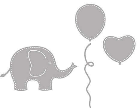Rayher Hobby 59241000 Stanzschablonen Set, Baby, Motive Elefant, Ballon, Herz, Schnur, Metall/Stahl, 4 Stanzformen Dies, Größen ca. 2,1-8,5 cm, silber