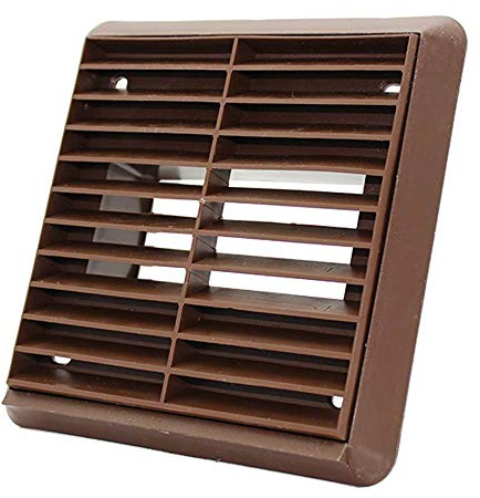Kair Brown 110 x 54mm Louvred Wall Vent Grille with Rear Spigot | Fits 110 x 54mm Rectangular Duct Pipe, Suitable for bathroom and kitchen extraction, Suitable for grow tents and hydroponics