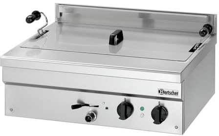 Bartscher Backwarenfritteuse BF 21E – Elektro-Tischgerät mit 21 l Becken, Kaltzone, Edelstahlausführung, höhenverstellbar, 400 V, inkl. Korb und Deckel