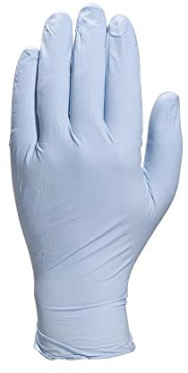 Deltaplus V1400B10007 Spenderschachtel 100 Ungepuderte Einweghandschuhe Aus Nitril, Blau, Größe 7/8