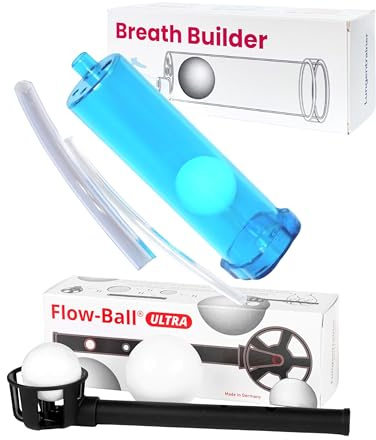 HaB Musiker-Set Flow-Ball ULTRA + Breath Builder I Atemtrainer zur Optimierung einer konstanten Luftsäule & zur Optimierung des Lungenvolumens I Atemtrainings-Set für in- & exspiratorische Atemübungen