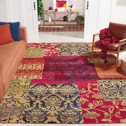 SAFAVIEH Monaco Collection Area Rug - 8' x 11', Multi, Boho Patchwork Design, Non-Shedding & Easy Care, Ideal for High Traffic Areas in Living Room, Bedroom (MNC211F)
