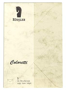 Rössler 220705506 - Coloretti Briefumschläge, 80 g/m², DIN C6, chamois marmora, 5 Stück