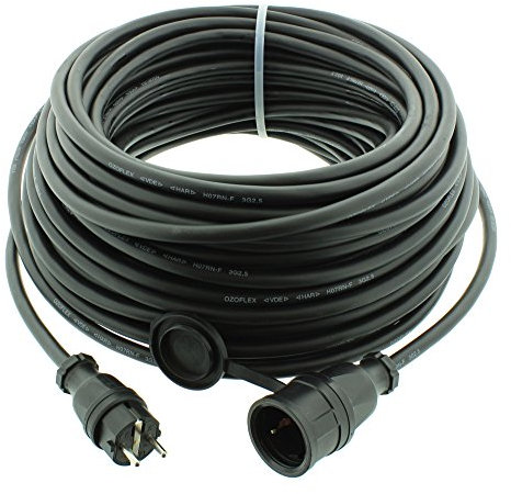 Gummi Verlängerungskabel H07RN-F 3G 2,5 mm² 50 Meter 230 V 16 A Verlängerung Schuko-Stecker/Kupplung Garten Baustelle Werkstatt Außenbereich Innenbereich Gewerbe Gummischlauchleitung