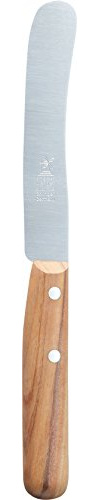 Windmühlenmesser Frühstücksmesser mit Buckelsklinge 11,8 cm braun Griff: Olivenholz , Klinge: Rostfreier Chrom-Molybdän-Vanadium-Stahl (von Hand feingepließtet)