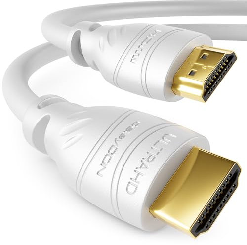 deleyCON 20m Cavo HDMI 2.0a/b - Alta Velocità con Ethernet - UHD 2160p 4K@60Hz 4:2:0 HDCP 2.2 ARC CEC Ethernet 18Gbps 3D Full HD 1080p - Bianco
