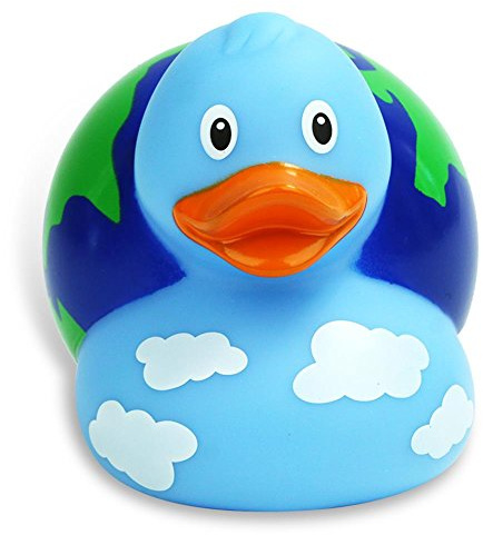 Weltkugel Badeente I Quietscheente I L: 7,5 cm I inkl. Badeenten-Schlüsselanhänger im Set