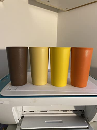Vintage Tupperware 12 oz Stacking Textured Tumblers Fall Colors Set of 4