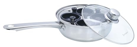 Buckingham - Tegame per Uova, 4 portauova antiaderenti, Diametro 20 cm, Colore: Argento