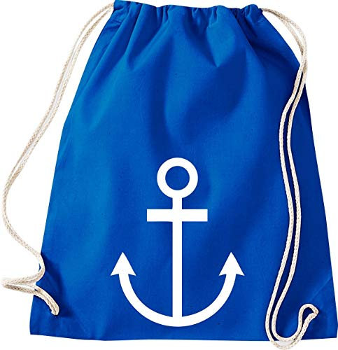 Shirtinstyle Turnbeutel Kapitän Seemann Anker, Heimat, Urlaub, Segeln, Wassersport, Farbe royal