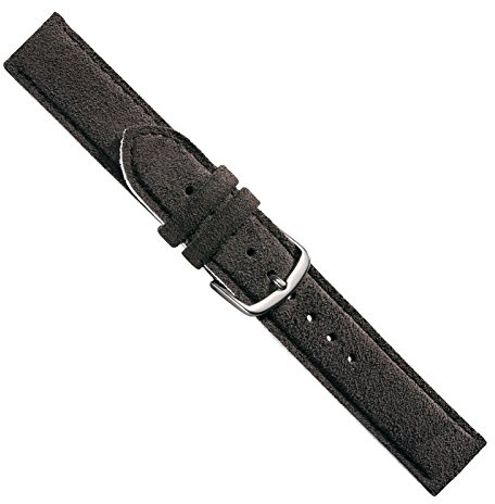 Uhrbanddealer Uhrenarmband Unisex 16mm, Ersatzband Venice, Kalbsleder Rauleder Grau matt, 244516s