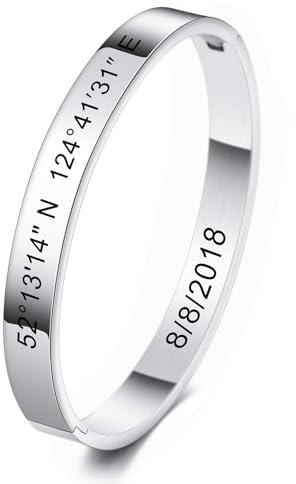 MeMeDIY Braccialetto Personalizzato con Incisione ID Identificativo Nome Personalizzato per Bracciale Rigido da Donna in Acciaio Inossidabile da Donna (Taglie Piccole e Grandi, 6 Colori)