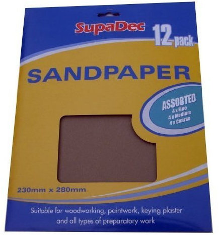 SupaDec Decorator Sandpaper Assorted Pack of 12 468198