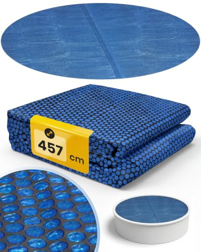 Miganeo Premium Bâche à Bulles Ø 457 cm Rond | Noir/Bleu | découpable | Couverture de Piscine Solaire | Chauffage de Piscine