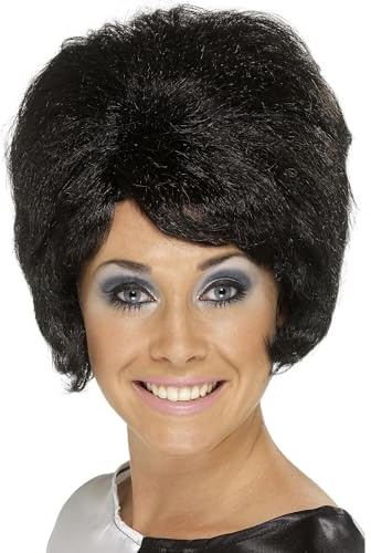 Smiffys 60-tals beehive peruk, svart, kort