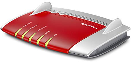 AVM FRITZ!Box 7490 WLAN AC+N Router (VDSL/ADSL, 1.300 Mbit/s (5GHz), 450 Mbit/s (2,4GHz), WLAN Mesh, DECT-Basis, Media Server, geeignet für Österreich/Schweiz), 20002646, Rot, Silber