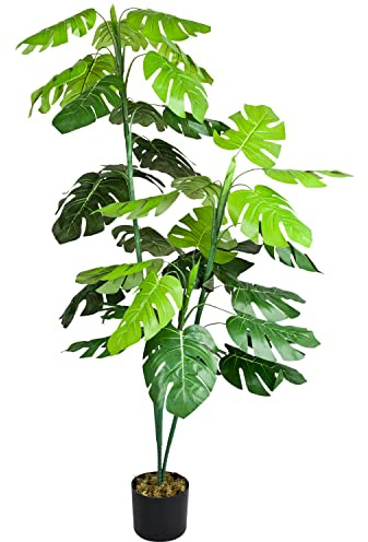 Decovego Künstliche Monstera, Kunstpflanze, 140 cm, detailreiche Deko für Wohn- & Büroräume, Allergikerfreundlich & Pflegeleicht