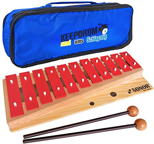 Sonor G10 Glockenspiel für Kinder13 hochwertige Klangplatten c3 - f4 inkl. fis und Bb + keepdrum Tragetasche in Blau