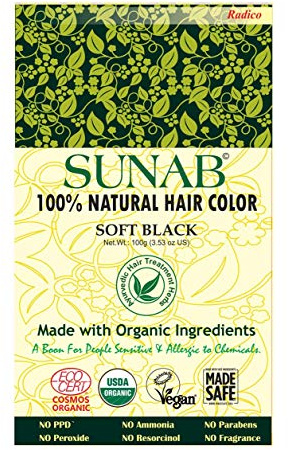 Radico 100% NATURAL SUNAB Soft Black 100% Natural BIO Organic Haircolor (Soft Black)