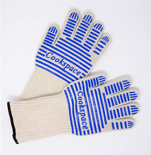 CookSpace (TM) 1 Pair Large Long Wrist Non-slip Silicone Grip Heat Fire Flame Proof Protective Oven Gloves