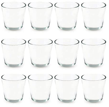 Teelichtgläser, 12er Set Trichterform 7,5 x 5,5 x 7,5 cm für Tischdeko, Gastgeschenke, Hochzeitsdeko, Partydeko etc.