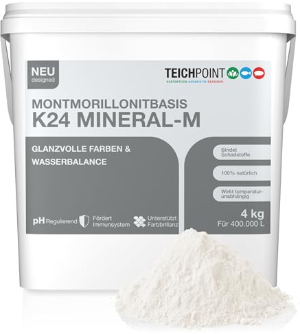 Teichpoint K24 Mineral-M 4 kg | Feines Montmorillonit Pulver bindet Schadstoffe und reduziert Trübungen im Garten und Koi Teich | Für ausgeglichenes Teichwasser | Reichweite 400.000 Liter