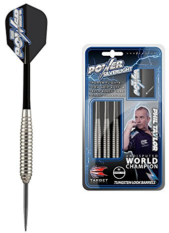 Target Darts Phil Taylor Power Silverlight Steel Tip Dartpfeile (24gr), Silber, 24g