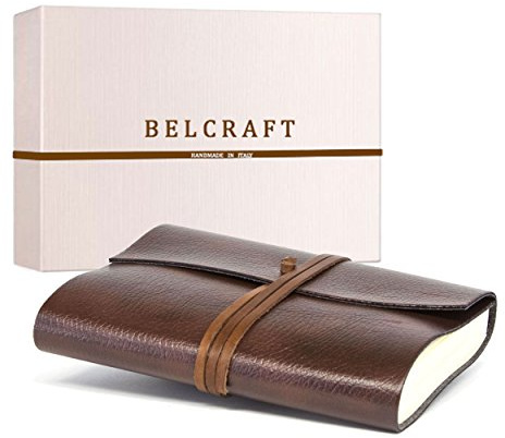 BELCRAFT Tivoli påfyllningsbar återvunnet läderbunden dagbok (12 x 17 cm) brun