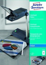 Avery Zweckform© 2504 Overhead-Folien, DIN A4, spezialbeschichtet, stapelverarbeitbar, abziehbarer Sensorstreifen kurze Seite, St„rke: 0,11 mm, 50 Blatt