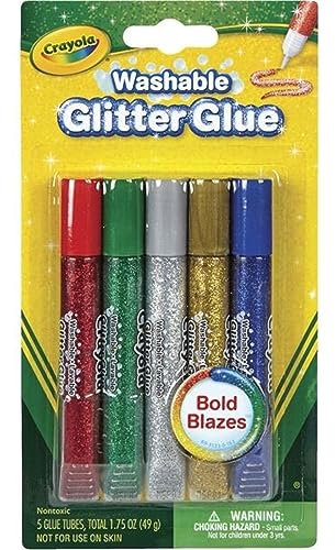 Crayola Washable Glitter Glue, Bold Blazes, Assorted Colors, 5 Count
