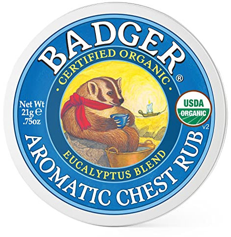 Badger Aromatic Chest Rub | Organic Steam Inhalant With Eucalyptus, Rosemary & Lavender Essential Oils | Eases Chest Congestion, Sinuses & Promotes Clear Breathing, Cruelty Free (21g)